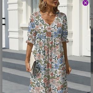 Pink Daisy super soft ruffle sleeve empire waist dress